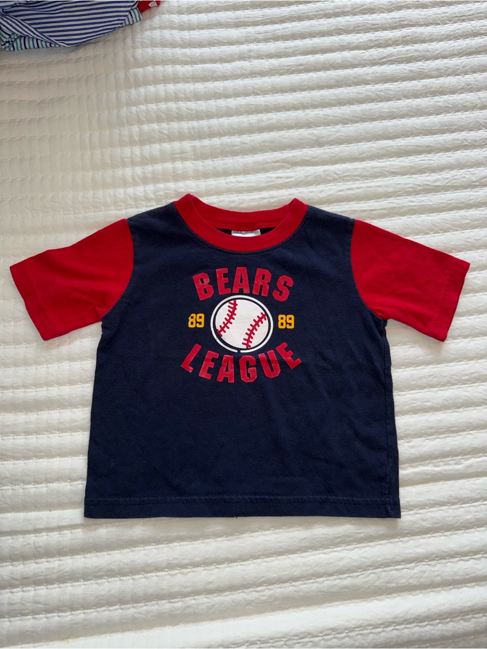 Kids Navy and Red 'Bears League' Baseball Graphic Tee